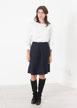 Load image into Gallery viewer, Pleated Wool Skirt in Navy