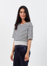 Load image into Gallery viewer, Sleeve Top in Navy Stripe