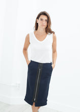 Load image into Gallery viewer, Contrast Zipper Skirt in Navy
